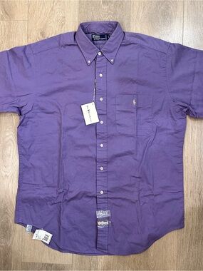 NWT Ralph Lauren Purple Short-Sleeve Button-Down Chemise Sport Shirt Size M